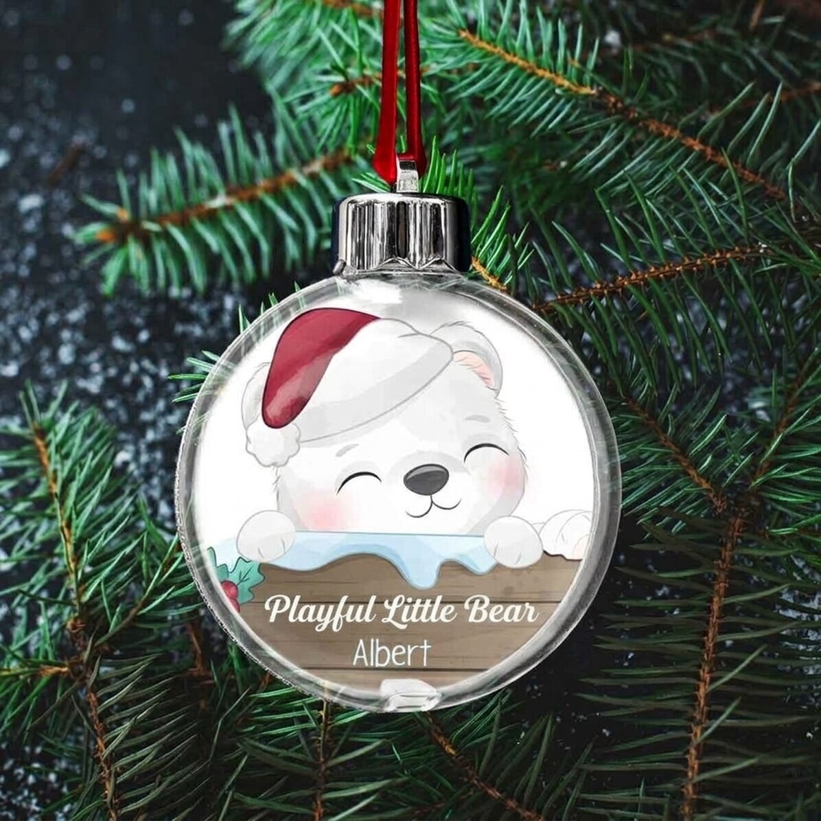 Personalised bauble with message - Christmas animals
