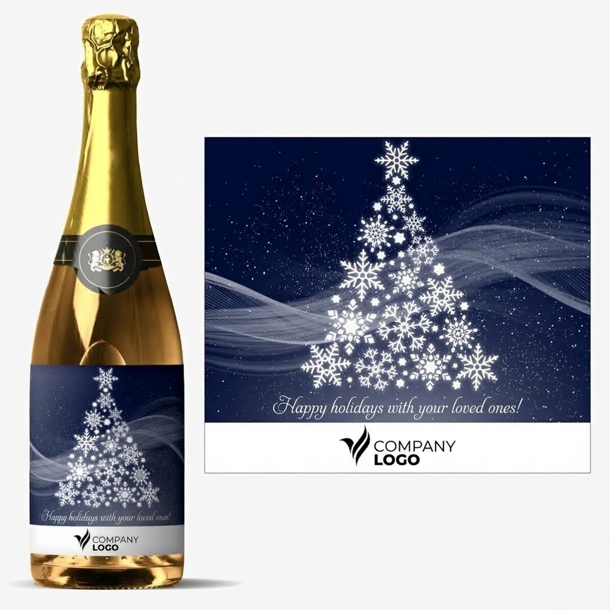 Personalised sparkling wine with logo and message - Merry Christmas!