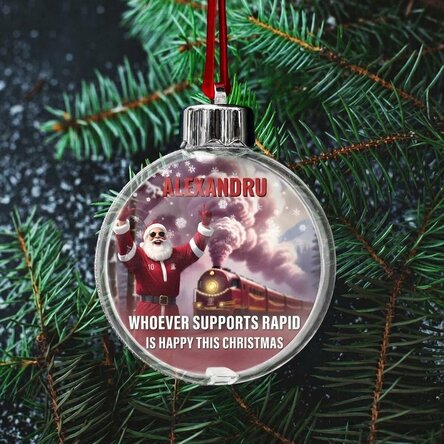 Personalised FC Rapid bauble with text - The Joy of Christmas