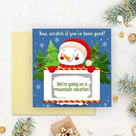 Personalised scratch card with message - Snowman