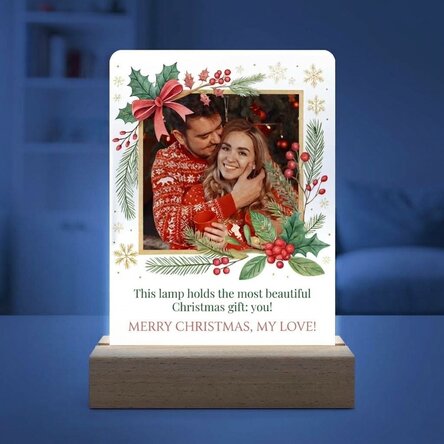 Personalised LED night light with photo and message - Merry Christmas!