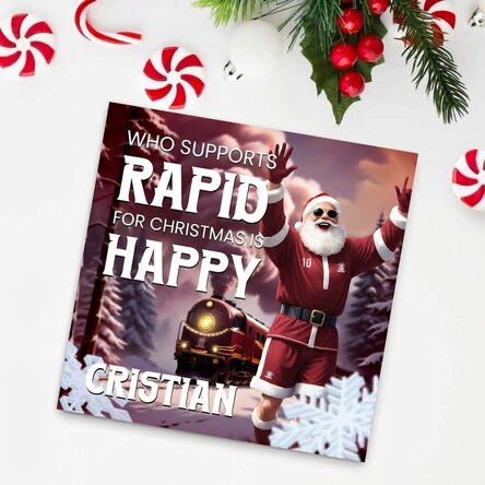 Magnet FC Rapid 10x10 personalised with text - Christmas Joy