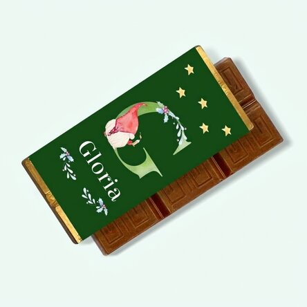 Mini chocolate bar personalised with Christmas initial