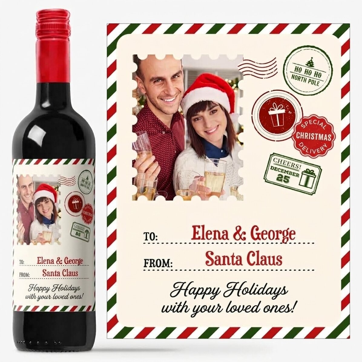 Personalised wine with photo and message - From Santa Claus