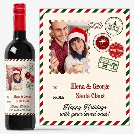 Personalised wine with photo and message - From Santa Claus