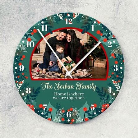 Personalised clock with text and photo - Time for family