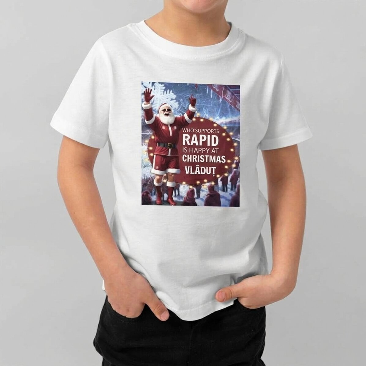 FC Rapid customised cotton T-shirt for children with text - The Joy of Christmas