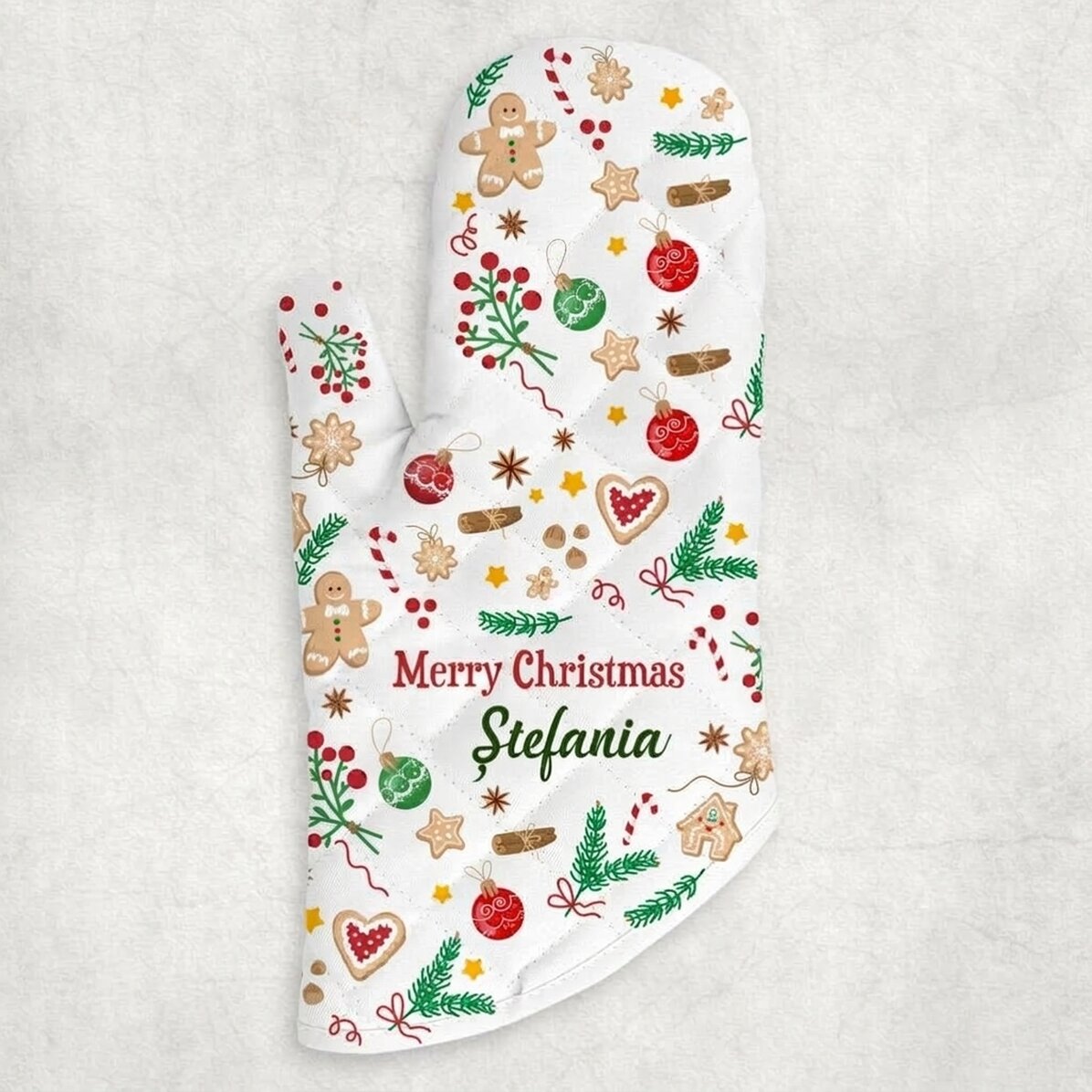Personalised oven glove with text - Sweet Christmas