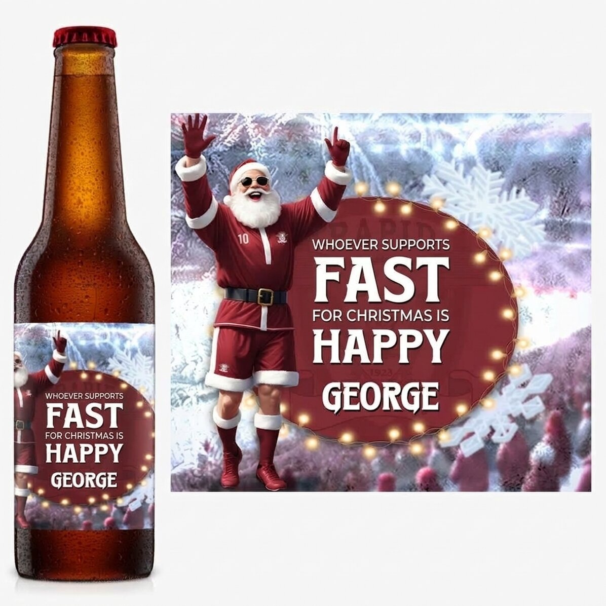 FC Rapid beer personalised with text - The Joy of Christmas