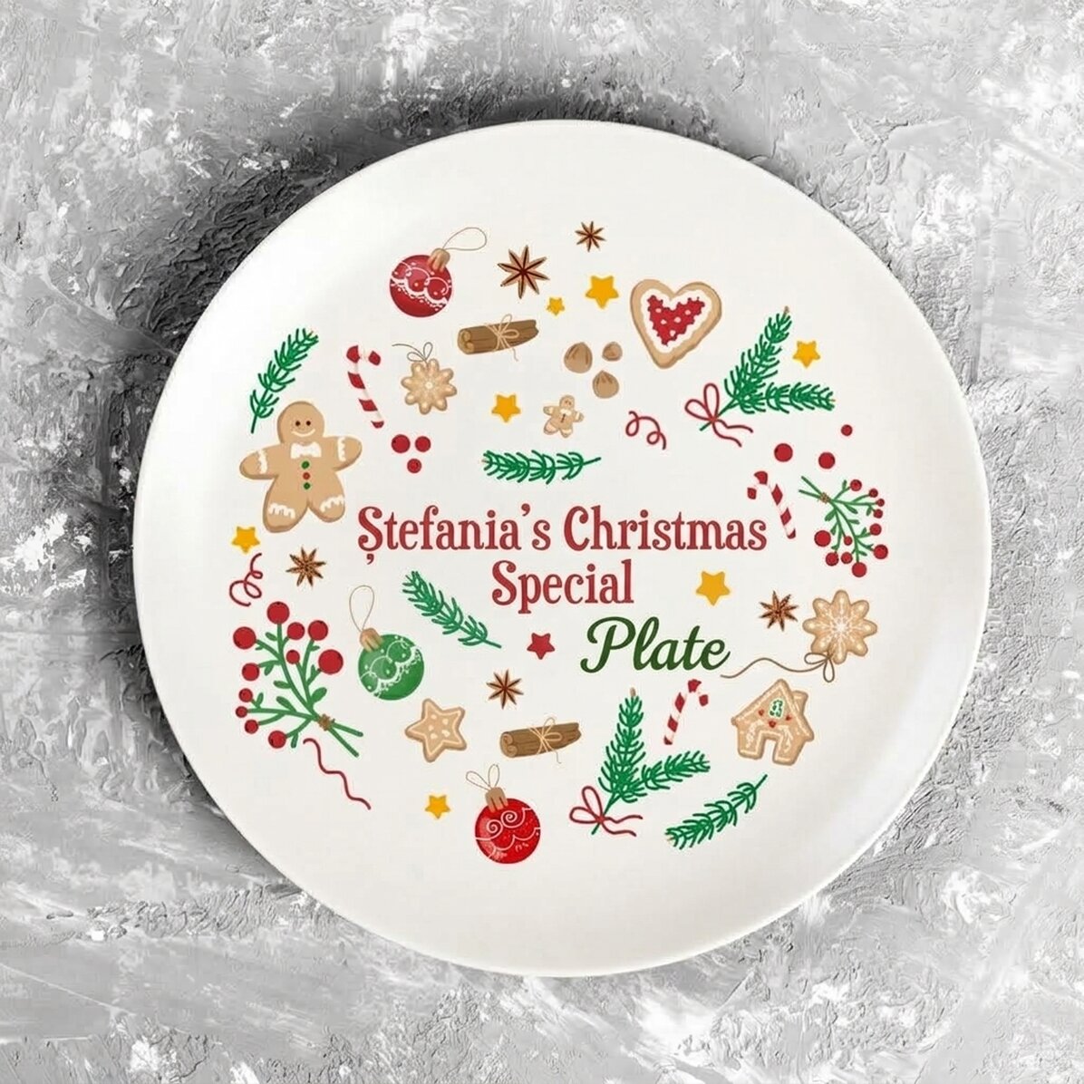 Personalised plate with text - Merry Christmas
