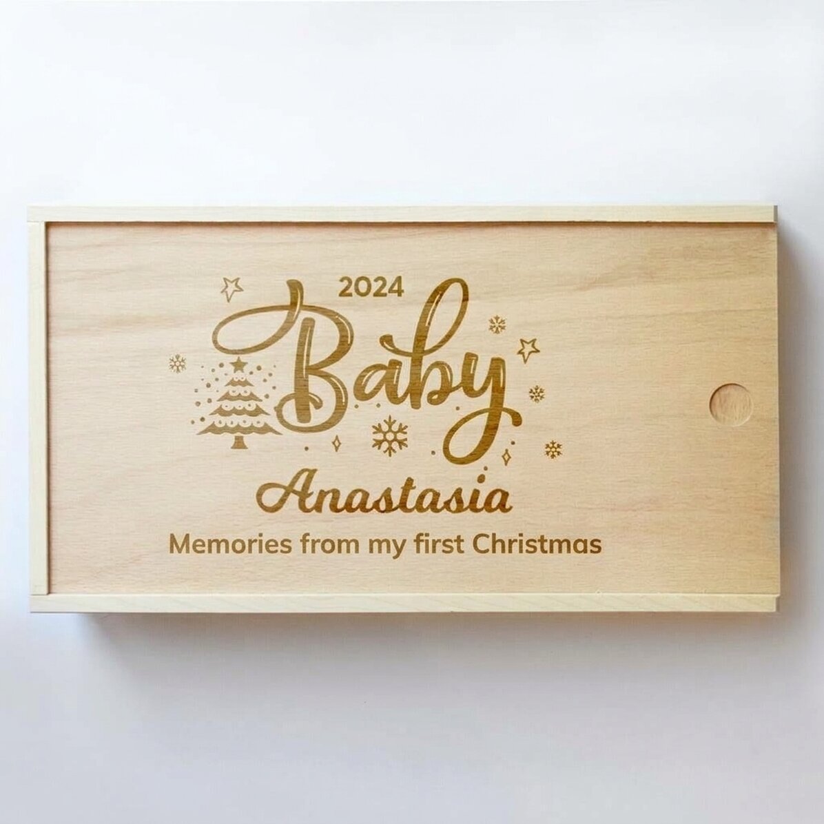 Personalised wooden gift box - Memories of the first Christmas