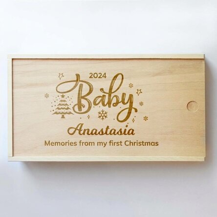 Personalised wooden gift box - Memories of the first Christmas