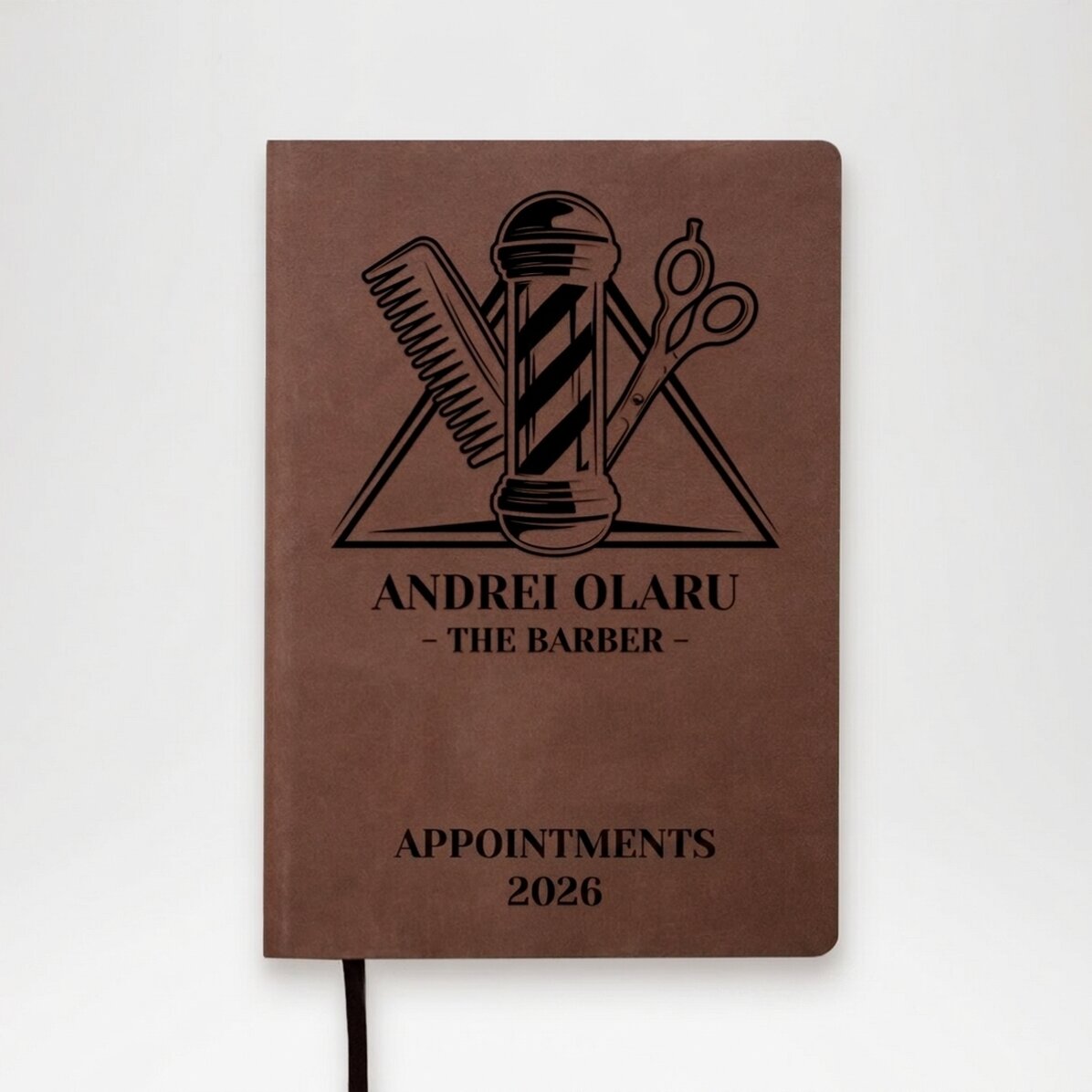 Personalised leather diary with text - The barber