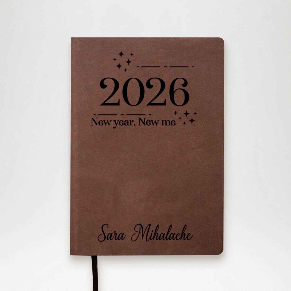 Personalised leather diary with text - New year, new me