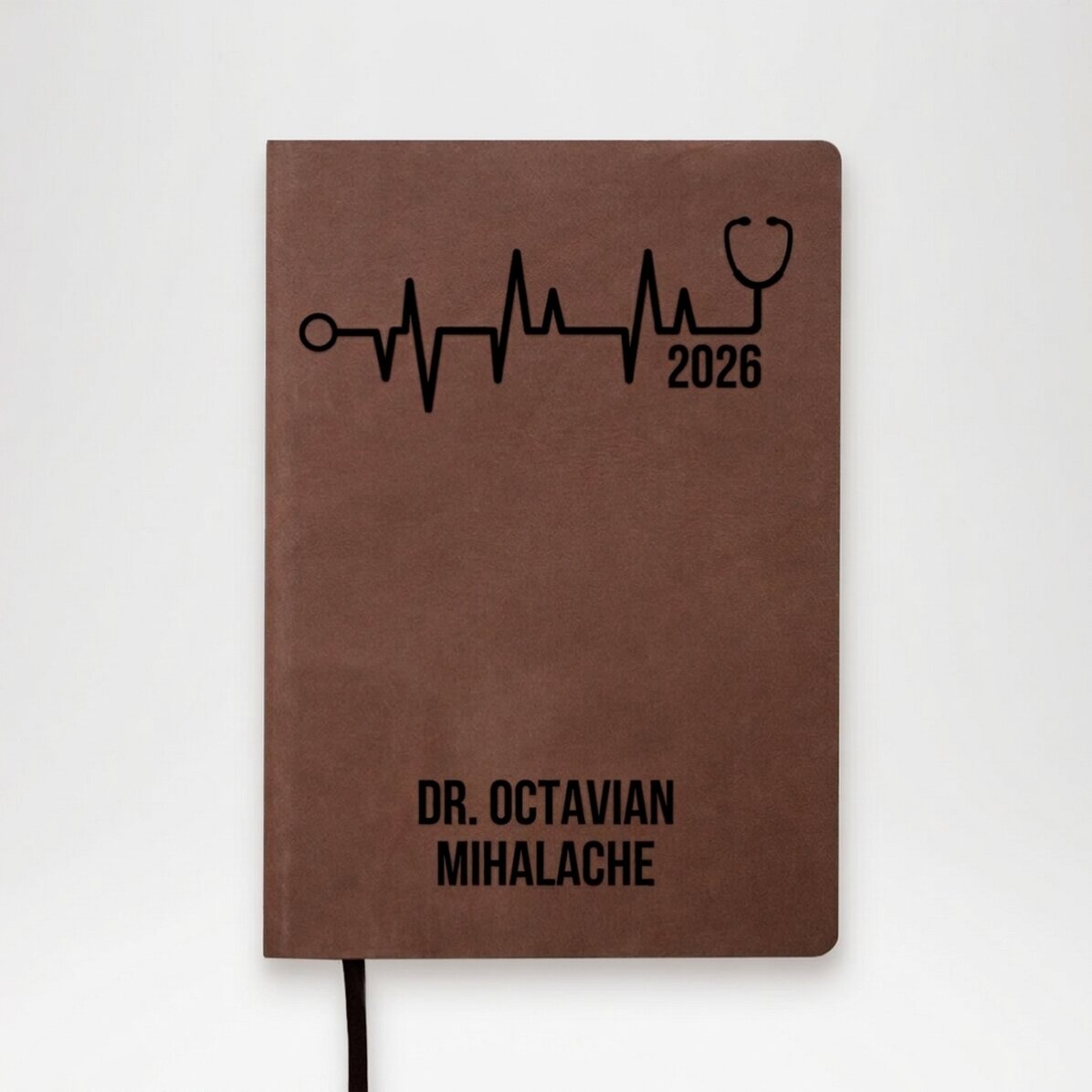 Personalised leather diary with text for doctors