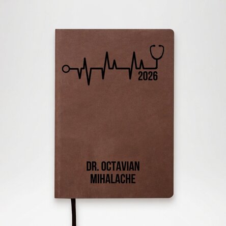Personalised leather diary with text for doctors