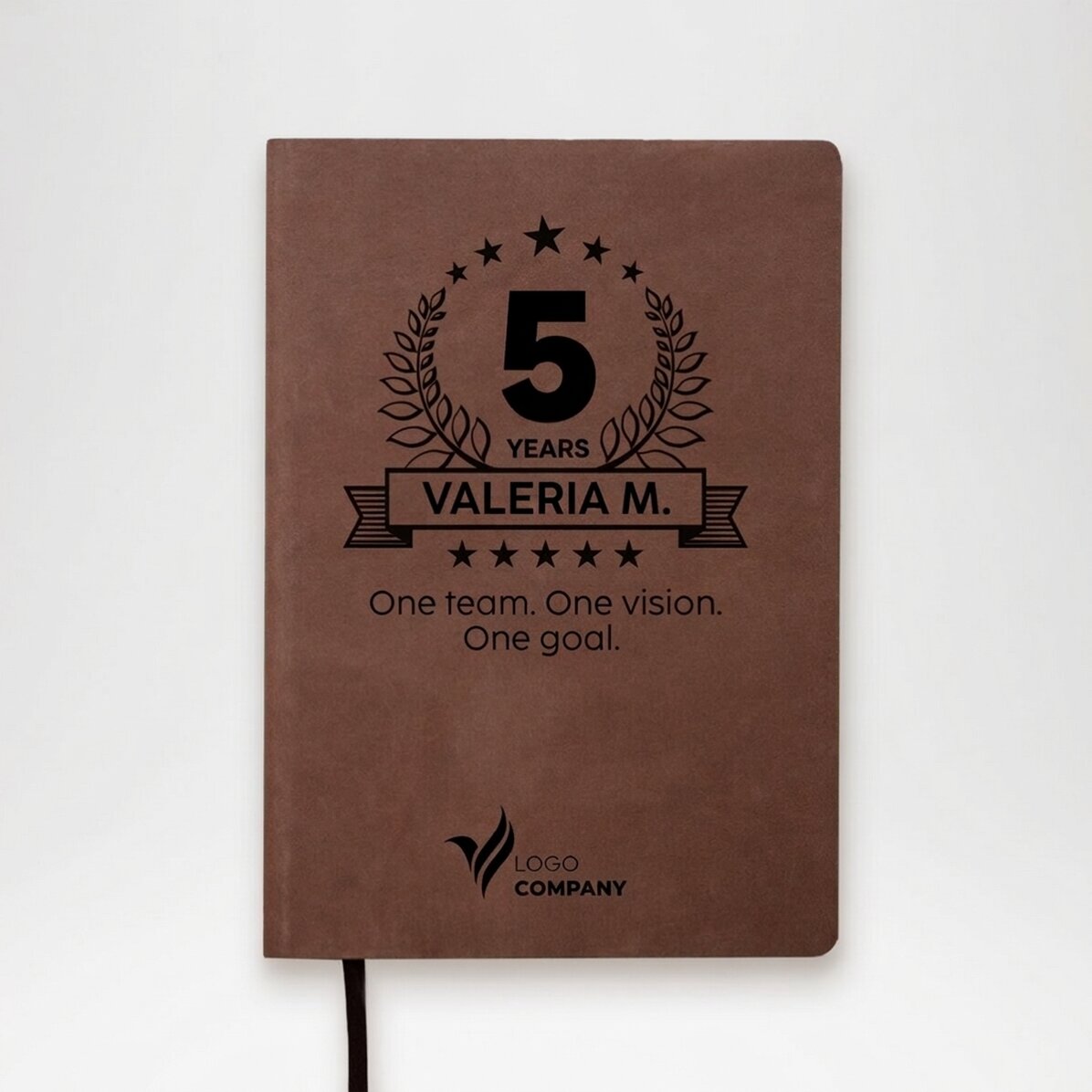 Personalised leather diary with logo and message - Anniversary