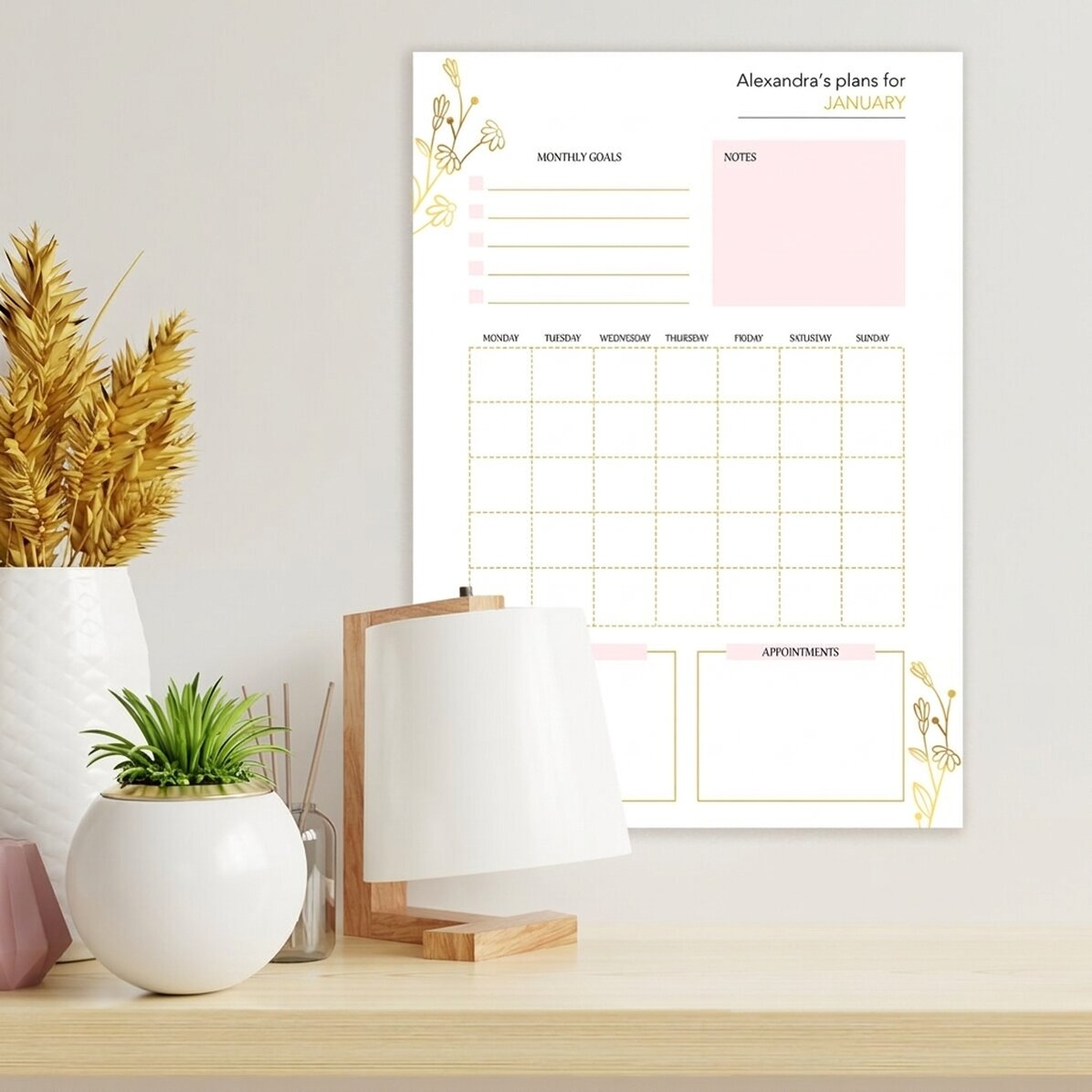Personalised poster - Monthly goals
