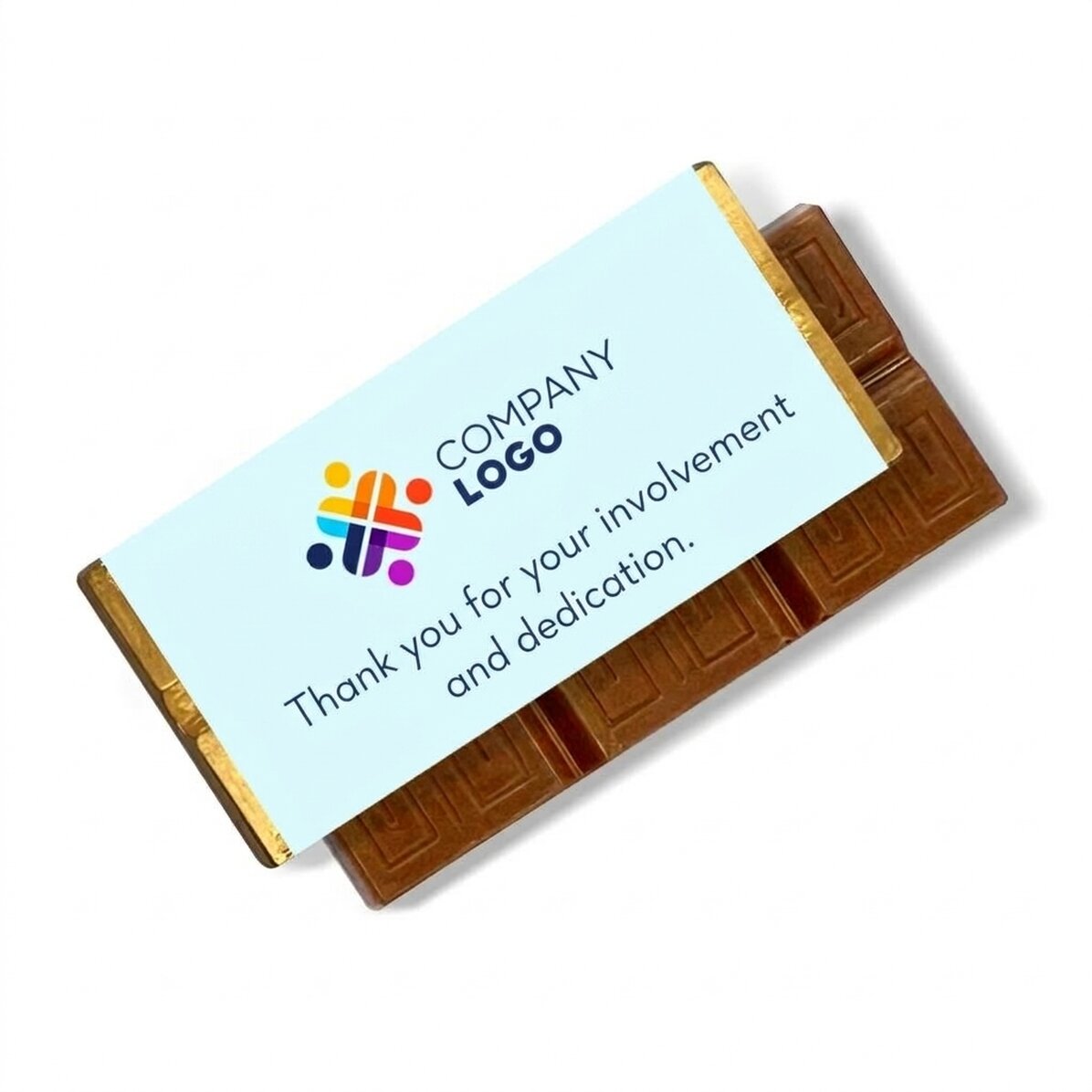 Mini chocolate bar personalised with logo and message