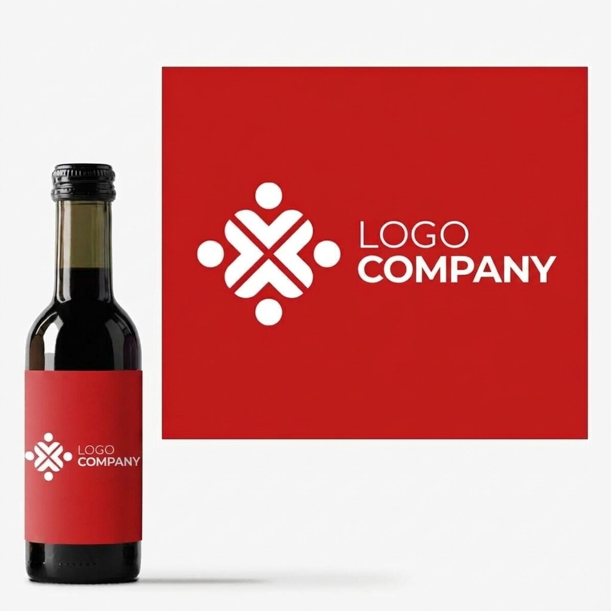 Mini wine bottle personalised with logo