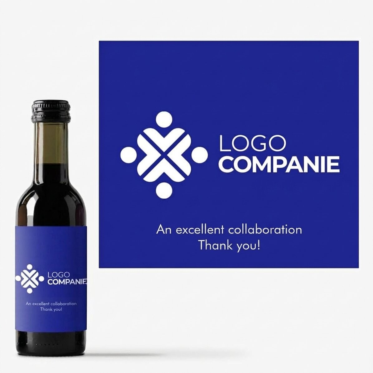Mini wine bottle personalised with logo and text