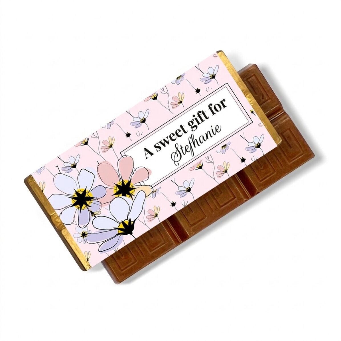 Mini chocolate bar personalised with message - Floral design