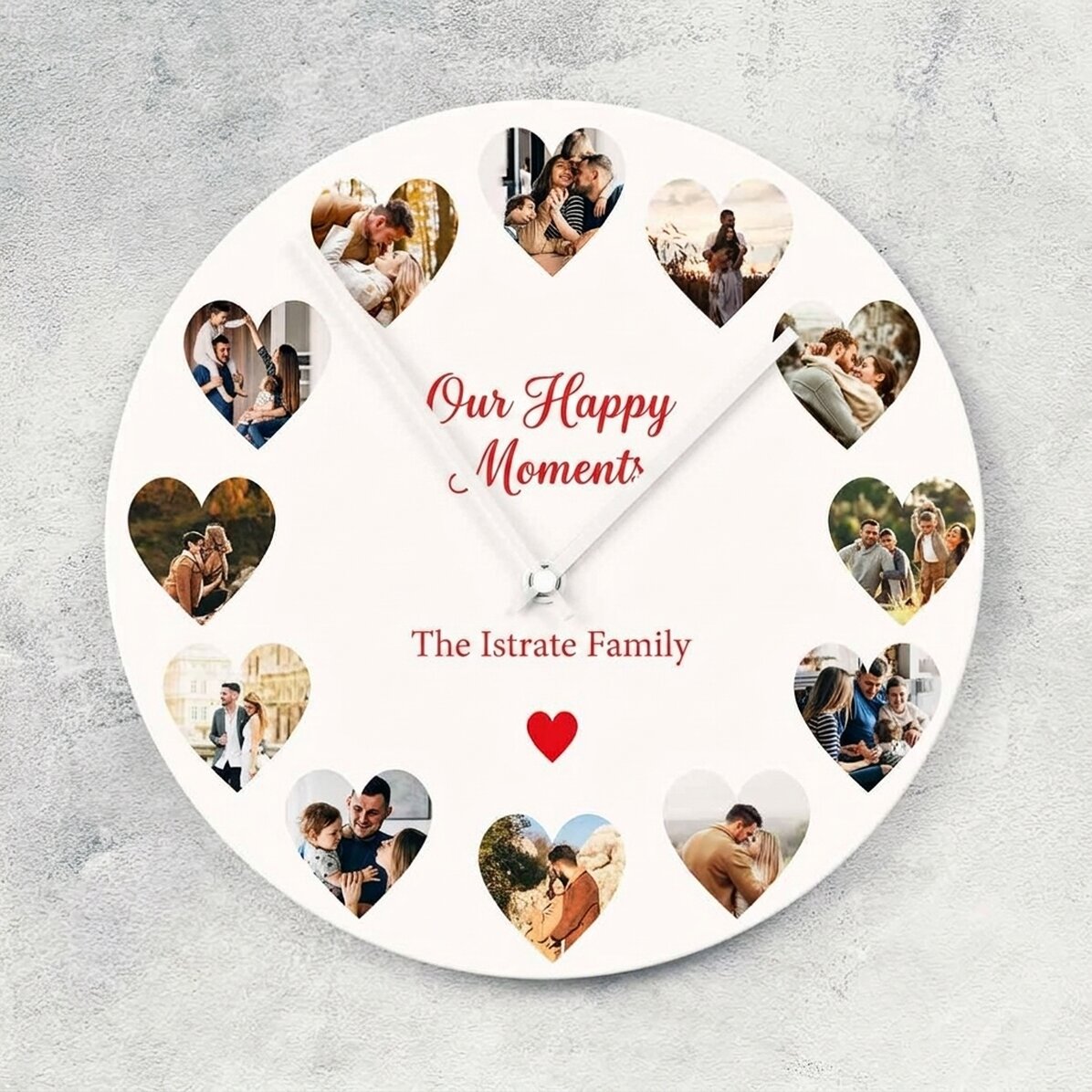 Personalised clock with 12 photos and text - Our moments