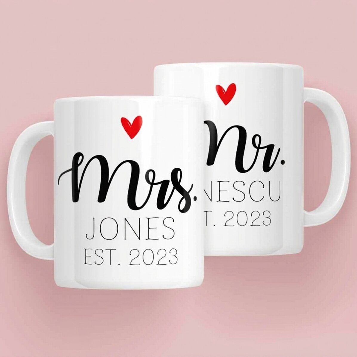 Mugs for couples with text - Mrs & Mr
