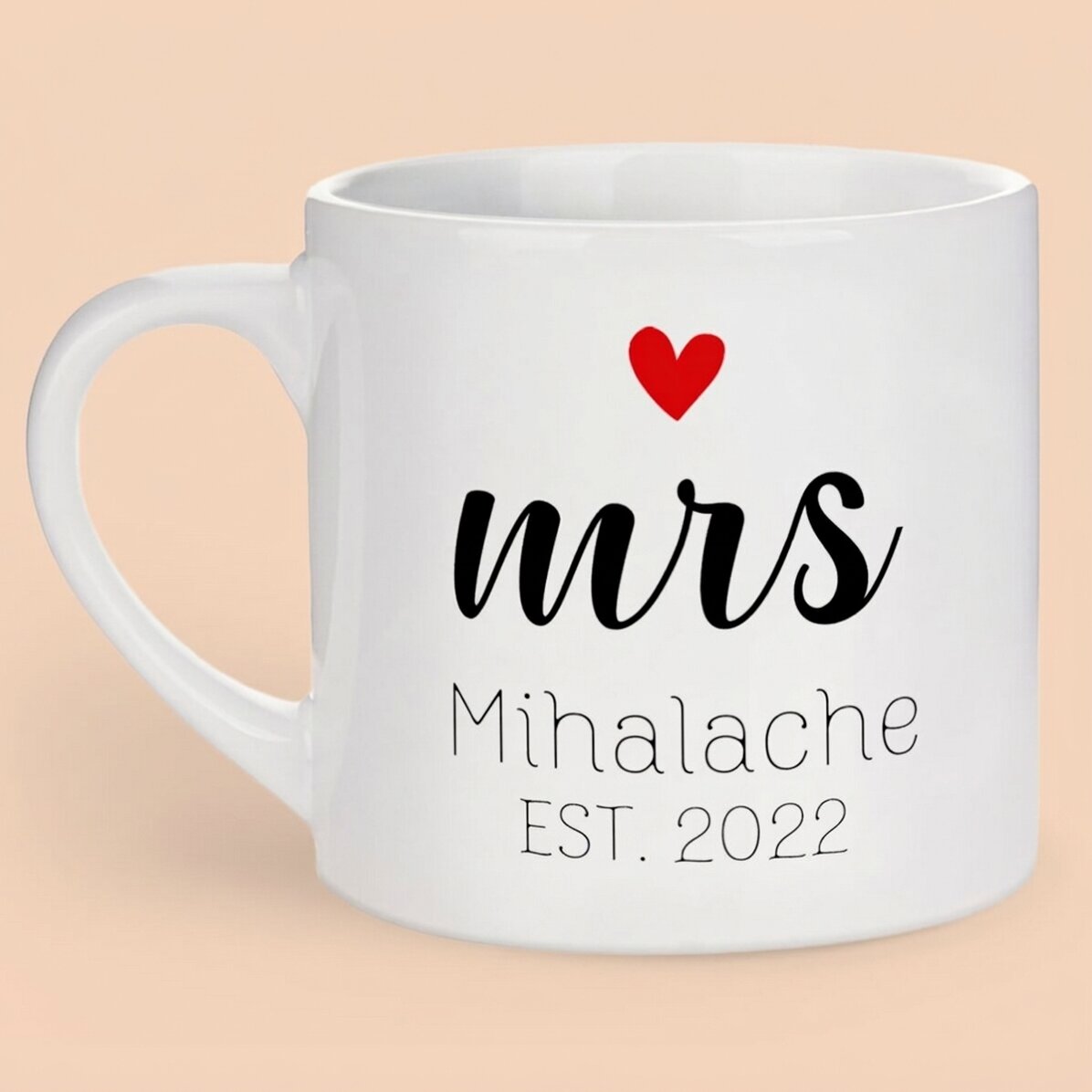 Personalised espresso cup with message - Mrs & Mr