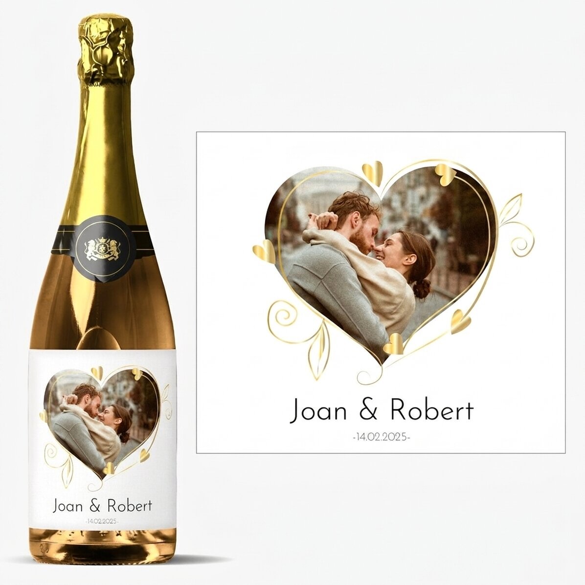 Personalised sparkling wine with photo and message - Love