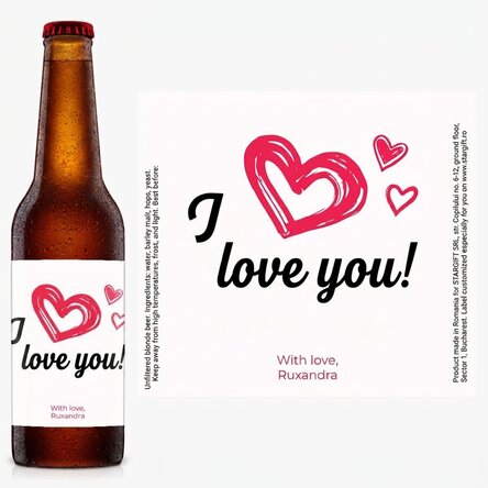 Personalised beer with message - I love you!