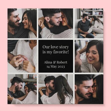 Personalised canvas print with 8 photos and message