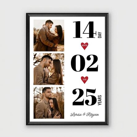 Personalised canvas with 3 photos and message - Love