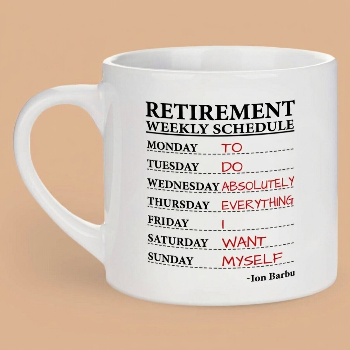 Personalised espresso cup with text - Weekly schedule