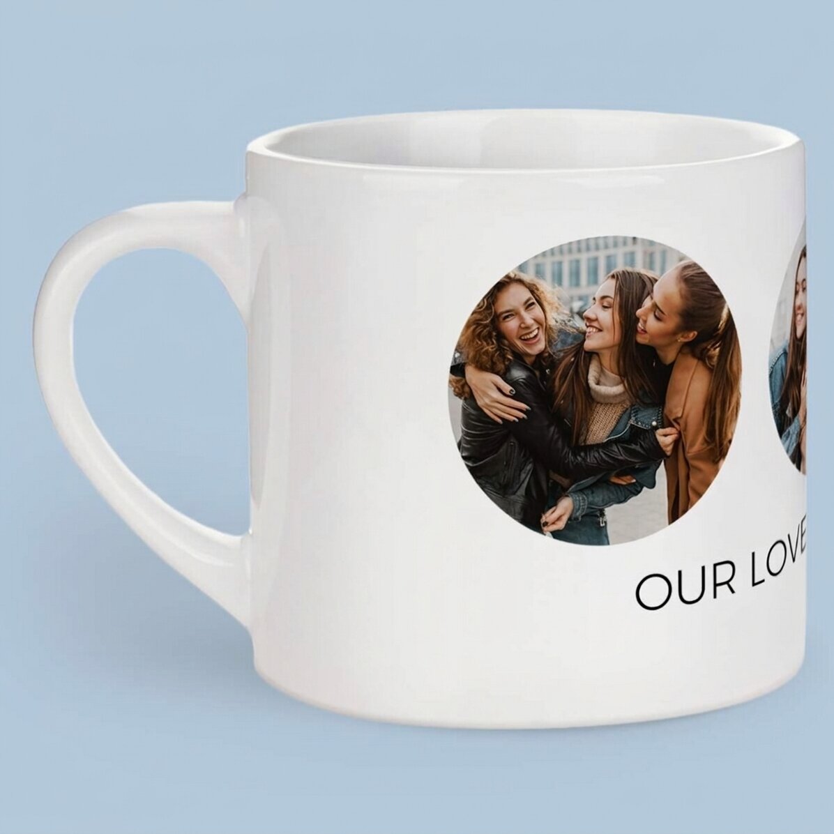 Personalised espresso cup with 3 photos and text - Unforgettable memories