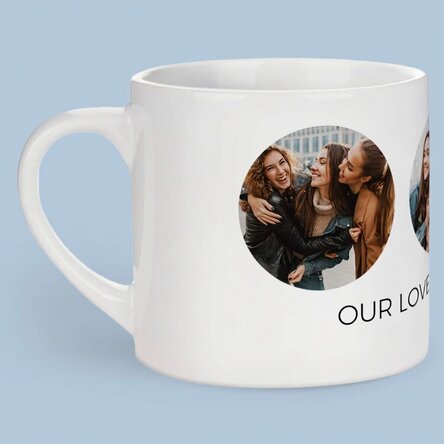 Personalised espresso cup with 3 photos and text - Unforgettable memories