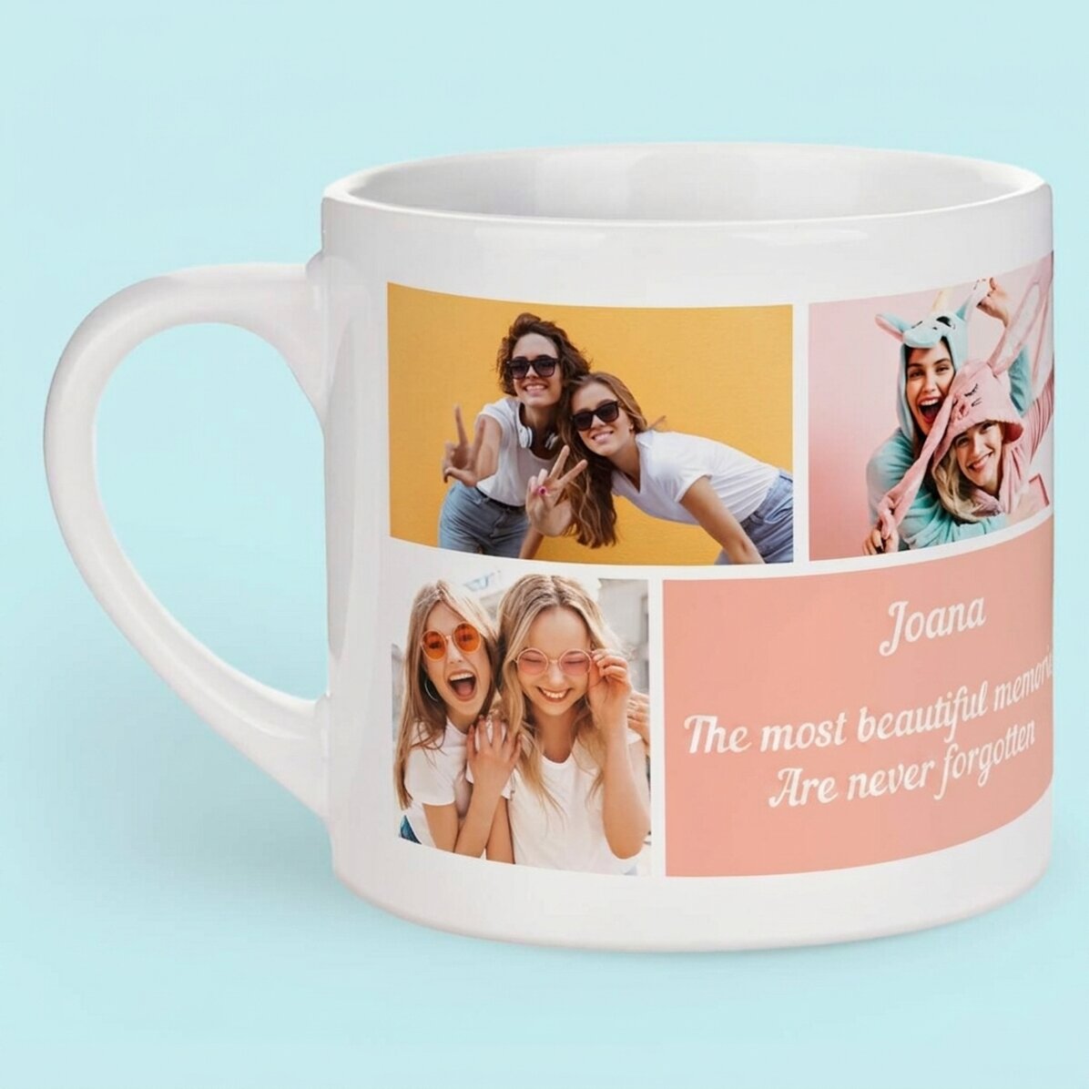 Personalised espresso mug with 5 photos and text - Your most cherished memories