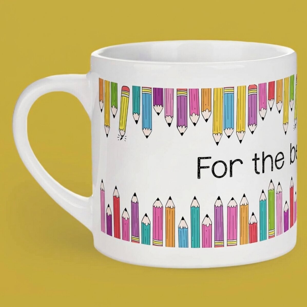 Personalised espresso cup with text - Coloured pencils