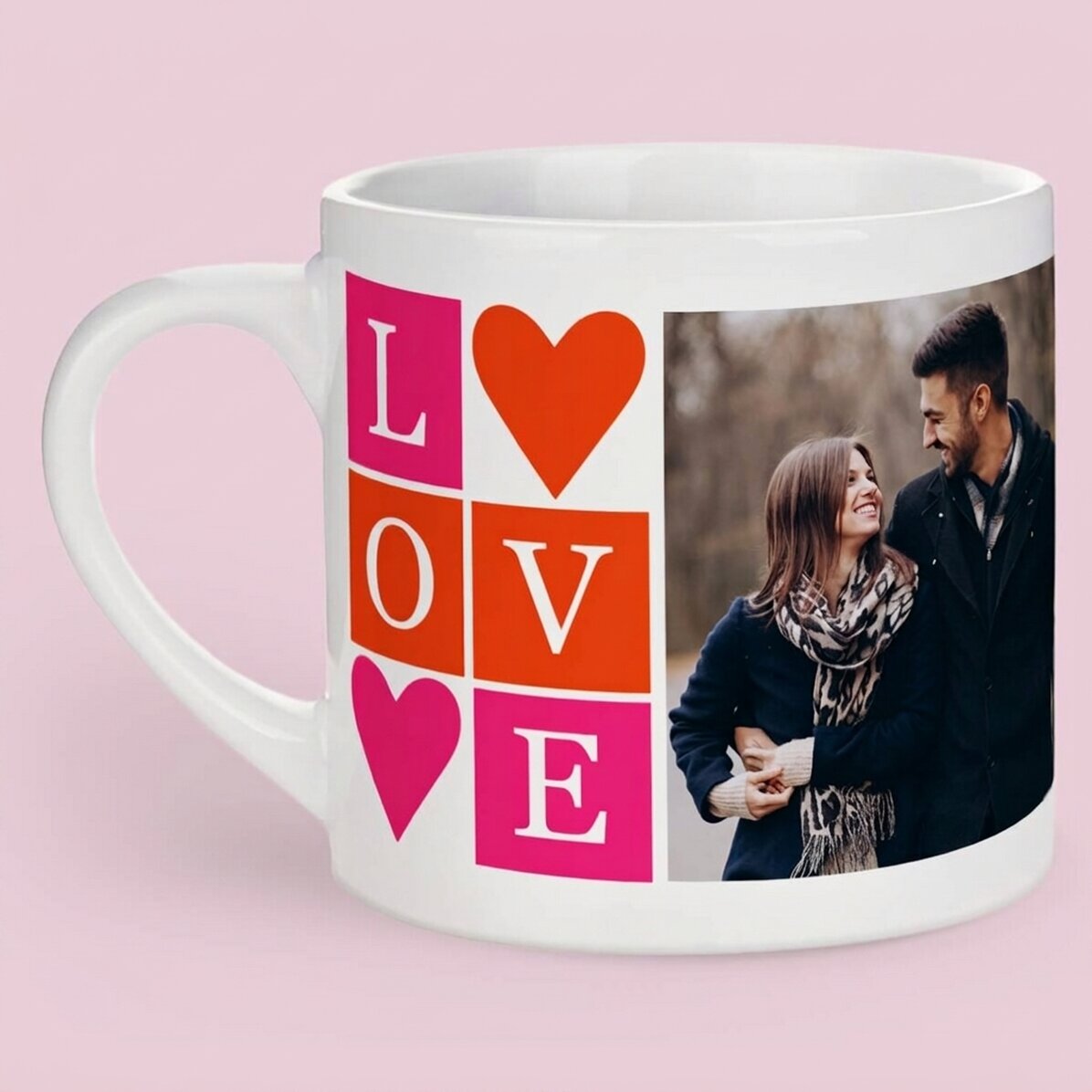 Personalised espresso mug with 2 photos - LOVE