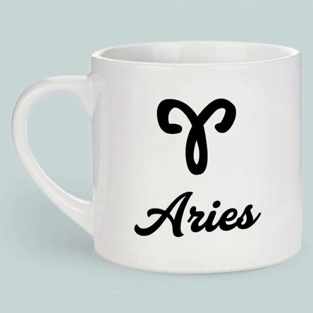 Personalised espresso cup with photo and text - Aries zodiac sign