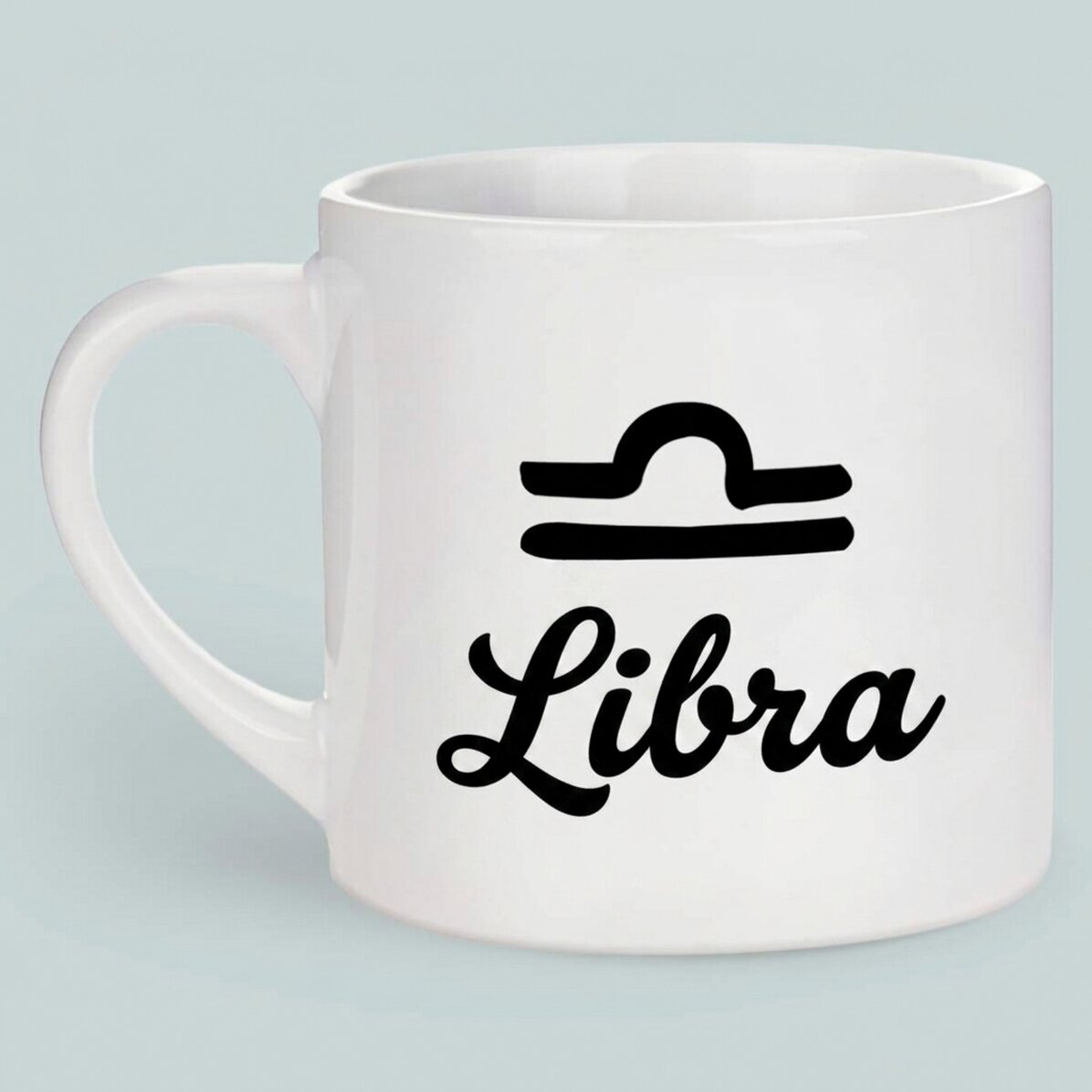 Personalised espresso cup with photo and text - Libra Zodiac Sign
