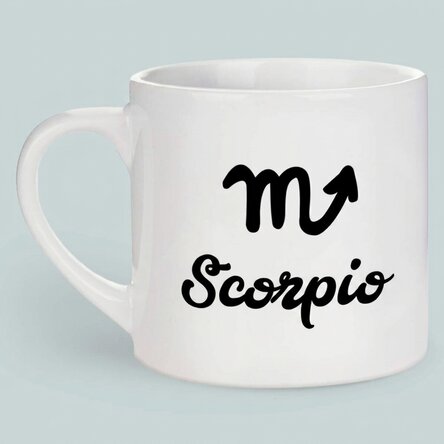 Personalised espresso cup with photo and text - Scorpio zodiac sign