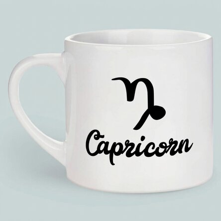 Personalised espresso cup with photo and text - Capricorn zodiac sign