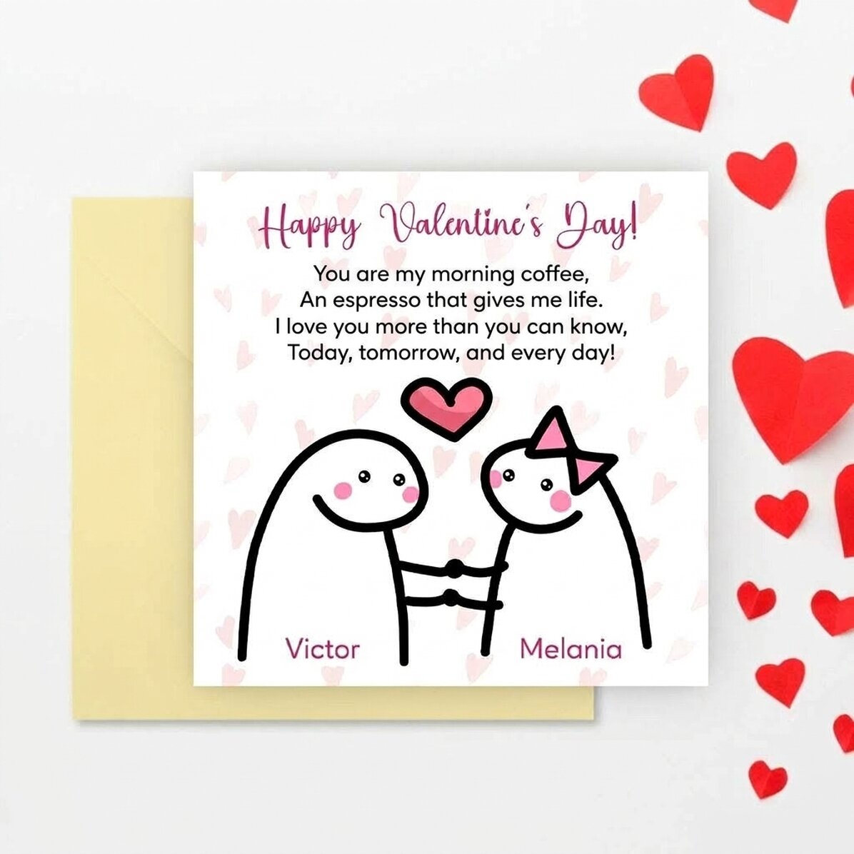 Personalised square card with message - Cute love