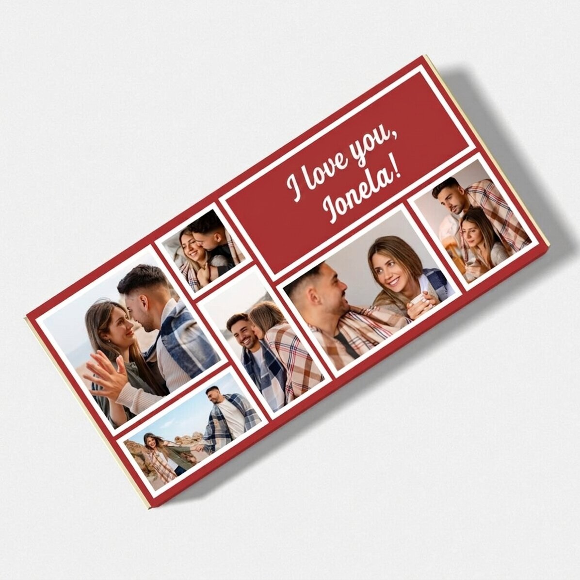 Personalised chocolate with 7 photos and message