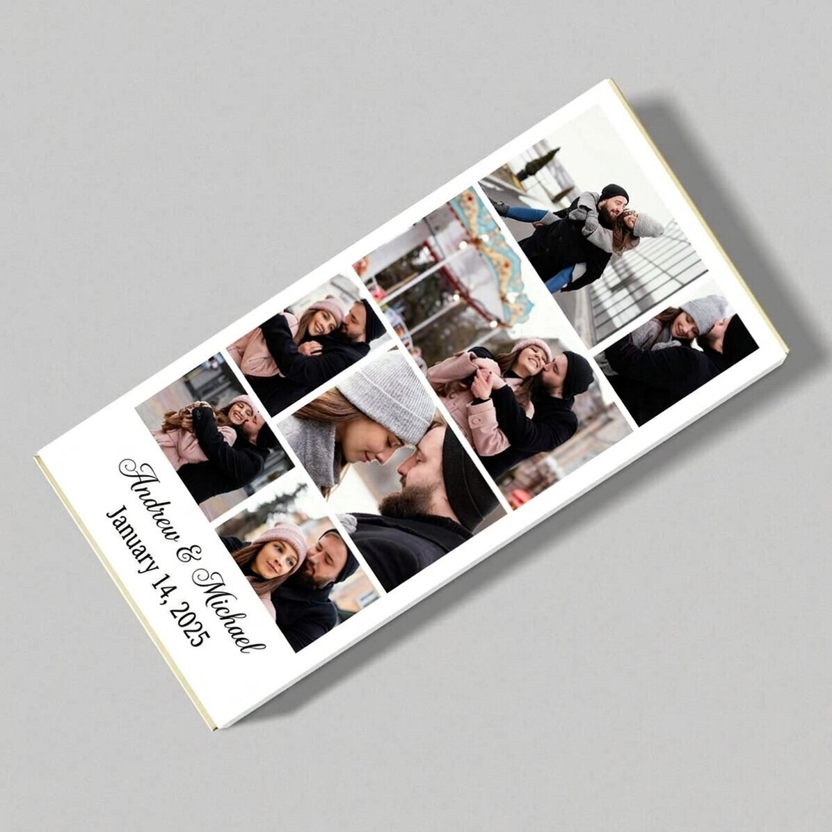 Personalised chocolate with 10 photos and message