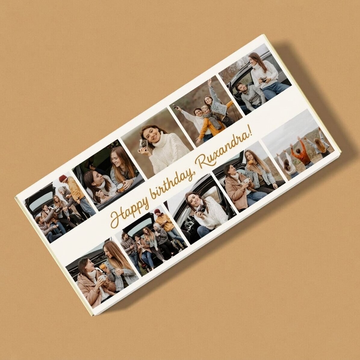 Personalised chocolate with 10 photos and message - Happy Birthday!