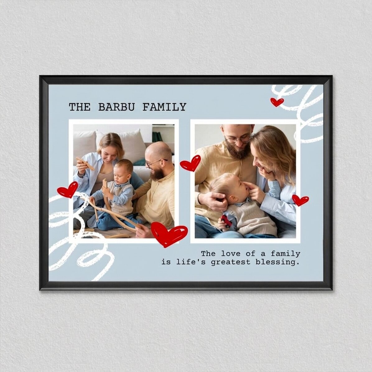 Personalised canvas with 2 photos and text - Family