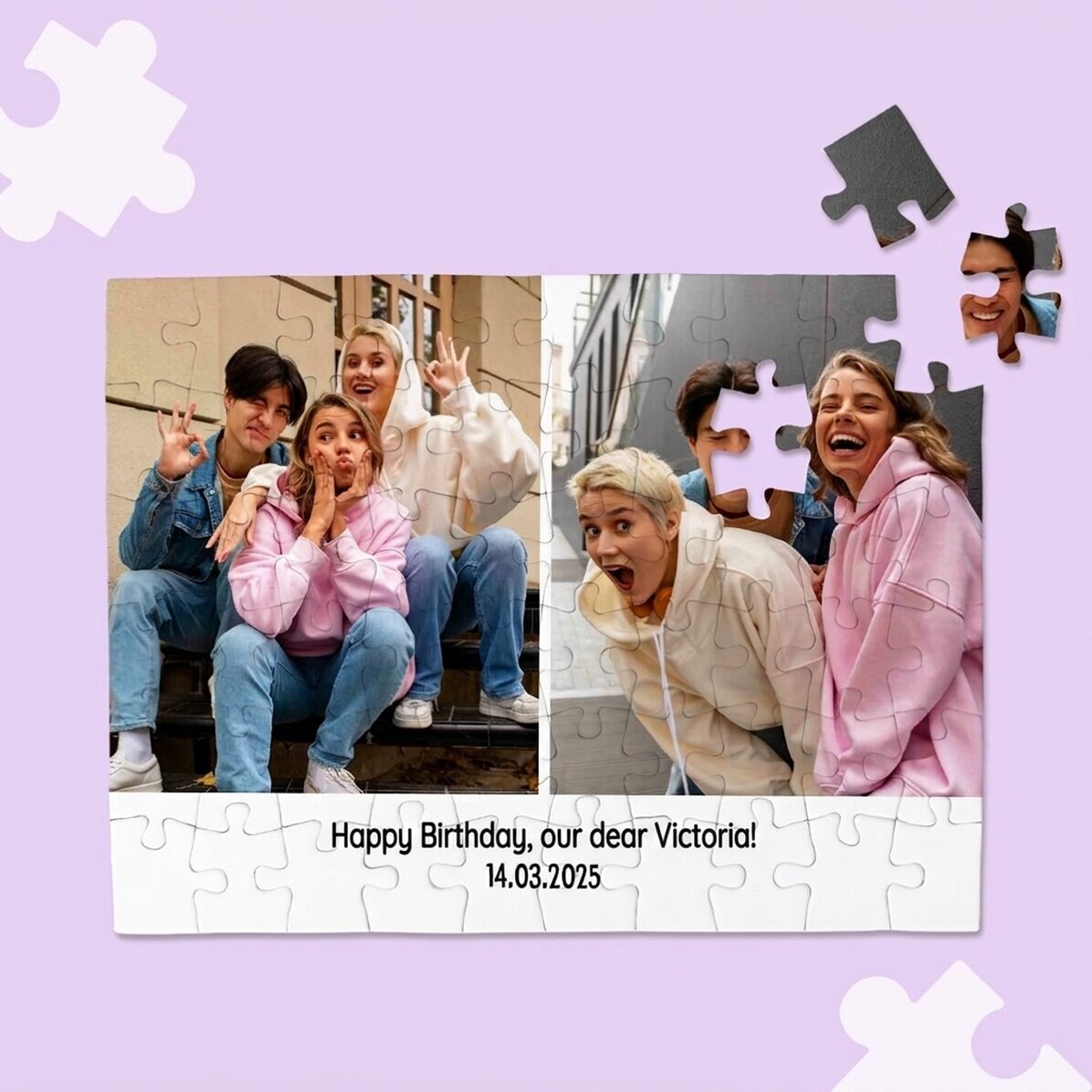 Personalised puzzle with 2 photos and text - Memories
