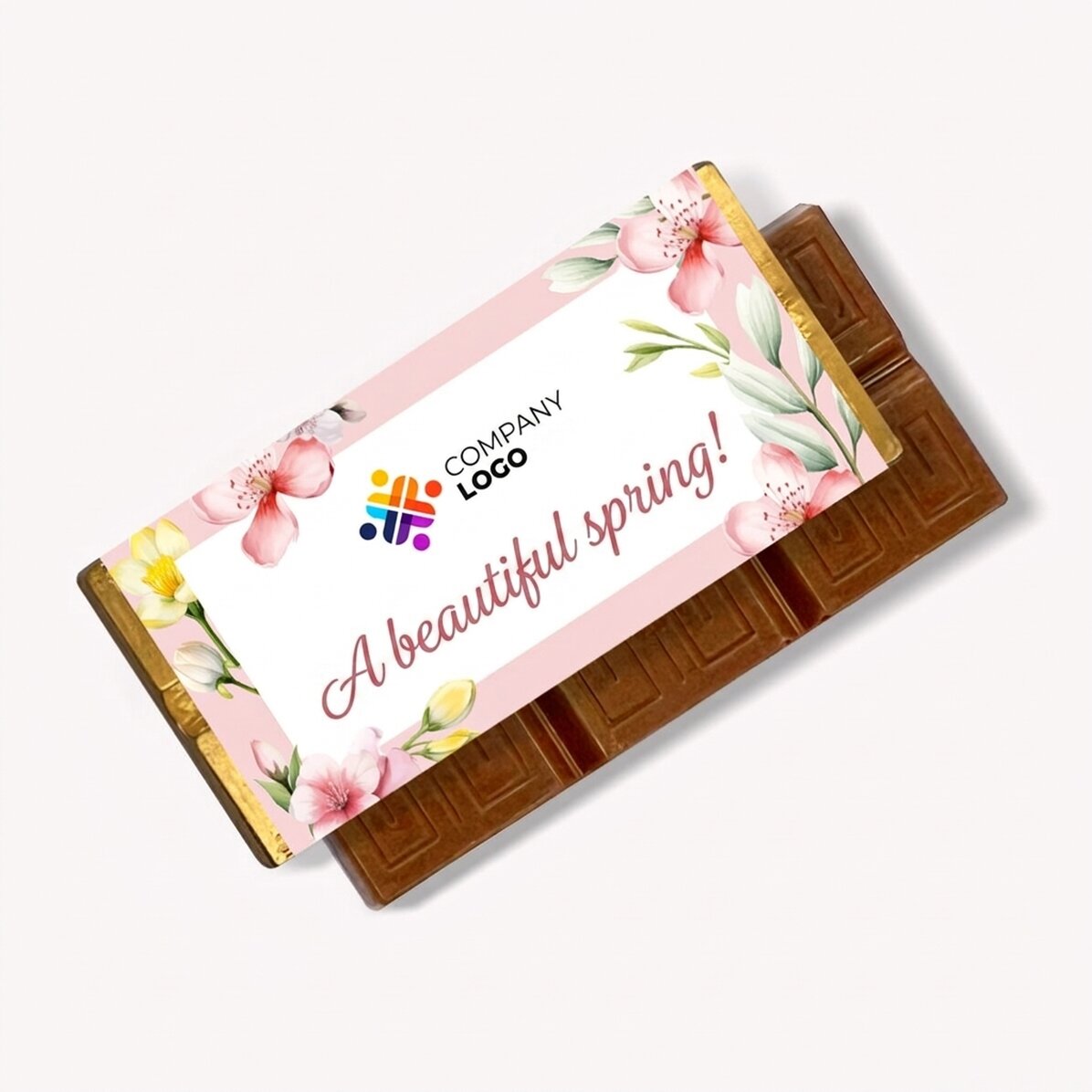 Mini chocolate bar personalised with message and logo - Spring